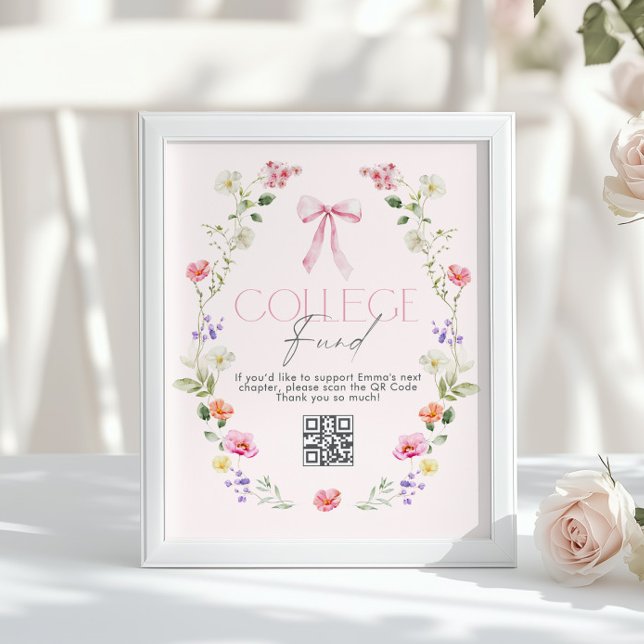 College Fund Qr Code Graduation Pink Bow Poster (Creator Uploaded)