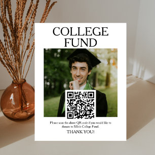 College Fund QR Code Sign with Photo Classic Serif