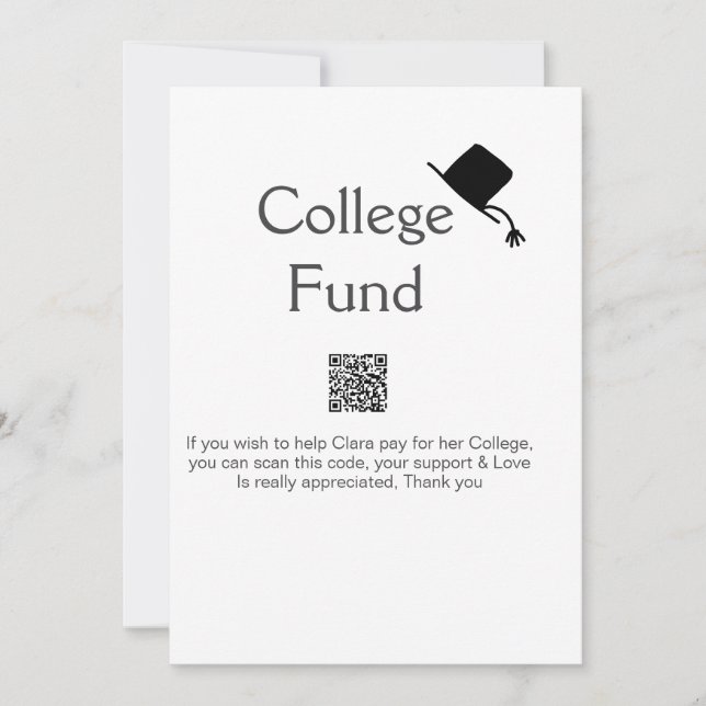 College fund scan QR add details graduate donation Holiday Card (Front)