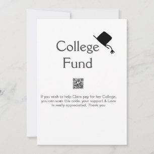 College fund scan QR add details graduate donation Holiday Card