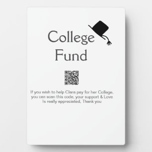 College fund scan QR add details graduate donation Plaque