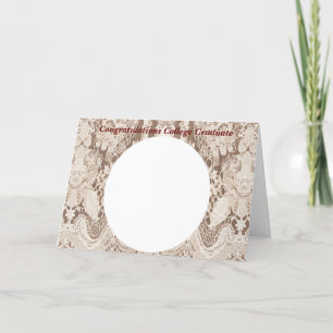 College Grad Card in Faux Vintage Lace add Photo