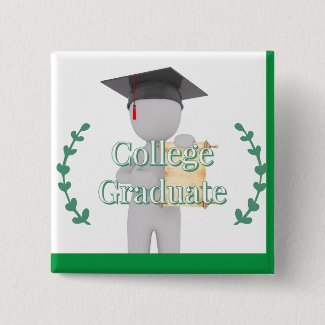College Graduate  15 Cm Square Badge (Front)
