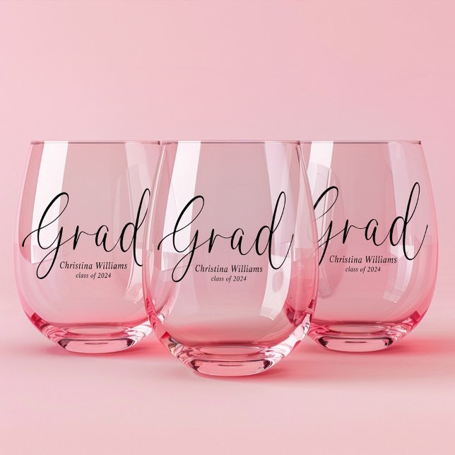 College Graduate Modern Elegant Graduation Stemless Wine Glass (College Graduate Modern Elegant Graduation Stemless Wine Glass)