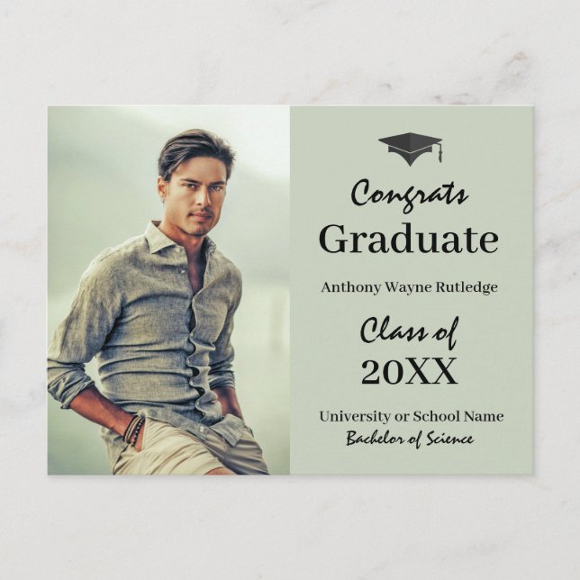 College Graduation Announcement with Photo (Front)