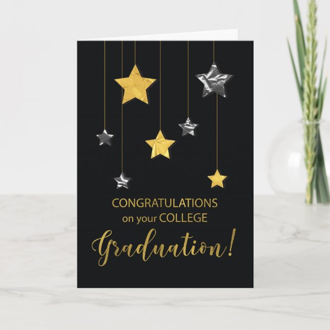College Graduation Congratulations Gold and Silver Card (Front)
