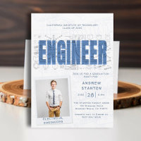 College Graduation Party Engineer Technology Blue