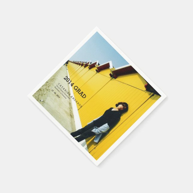 College Graduation Photo Modern Black 2014 Grad Napkin (Corner)