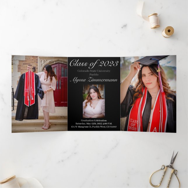 College Graduation Trifold Invitation Announcement (Inside)