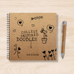 College Inspired Doodles Funny Girly Personalised Notebook