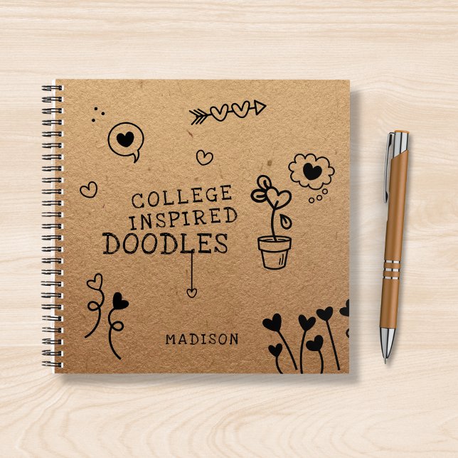 College Inspired Doodles Funny Girly Personalised Notebook (Creator Uploaded)