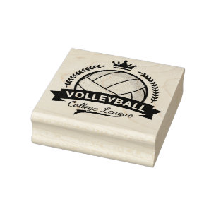 College League Volleyball Rubber Stamp
