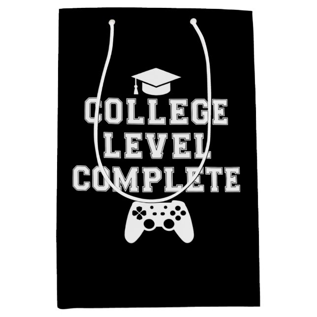 College Level Complete Graduation Gamer Gaming Medium Gift Bag (Front)
