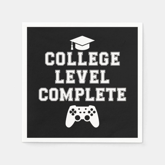College Level Complete Graduation Gamer Gaming Napkin (Front)