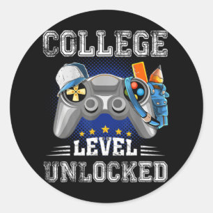 College Level Unlocked Video Game Back to School B Classic Round Sticker