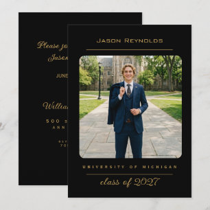 College Luxe Black Invitation