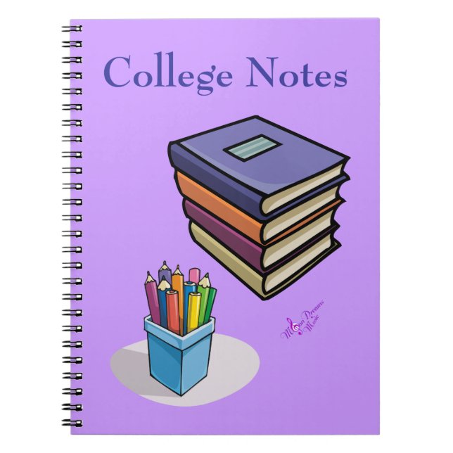 College Notes Books & Pencils Notebook (Front)
