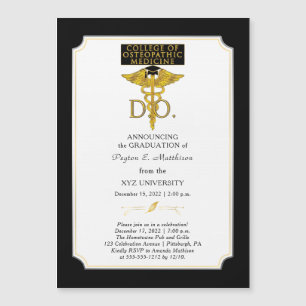 College of Osteopathic Medicine DO Physician Grad Magnetic Invitation