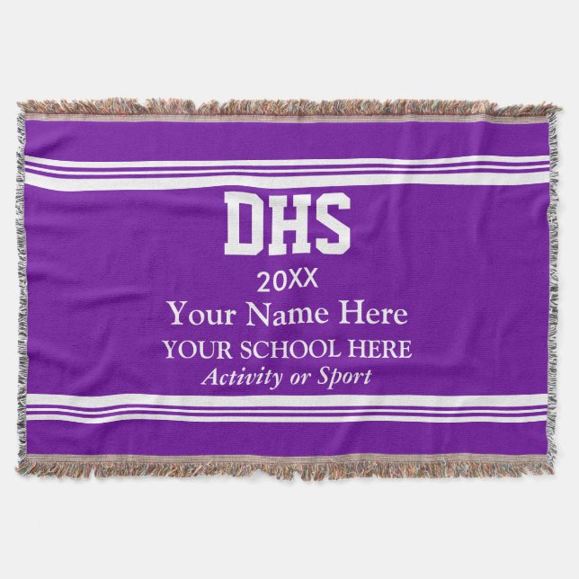 College or High School Student Varsity Throw Blanket (Front)