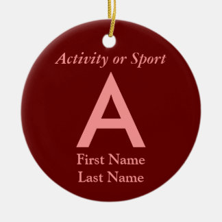 College or High School Varsity Letter Keepsake Ceramic Tree Decoration