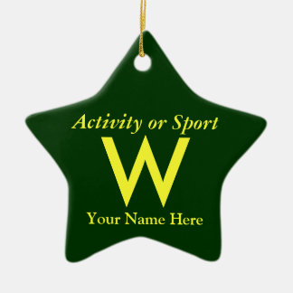 College or High School Varsity Letter Keepsake Ceramic Tree Decoration