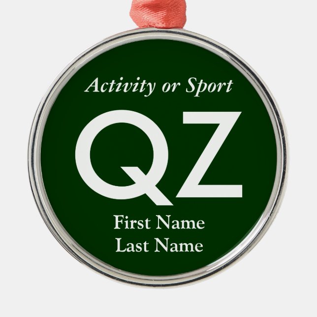 College or High School Varsity Letter Keepsake Metal Tree Decoration (Front)