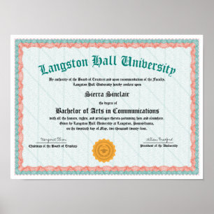 College or University Diploma Replica Poster