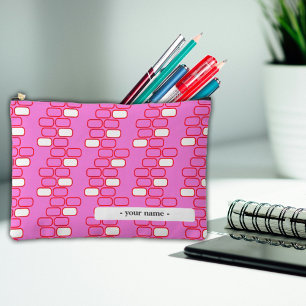 College Pencil Case Pouch Pink Retro Customise