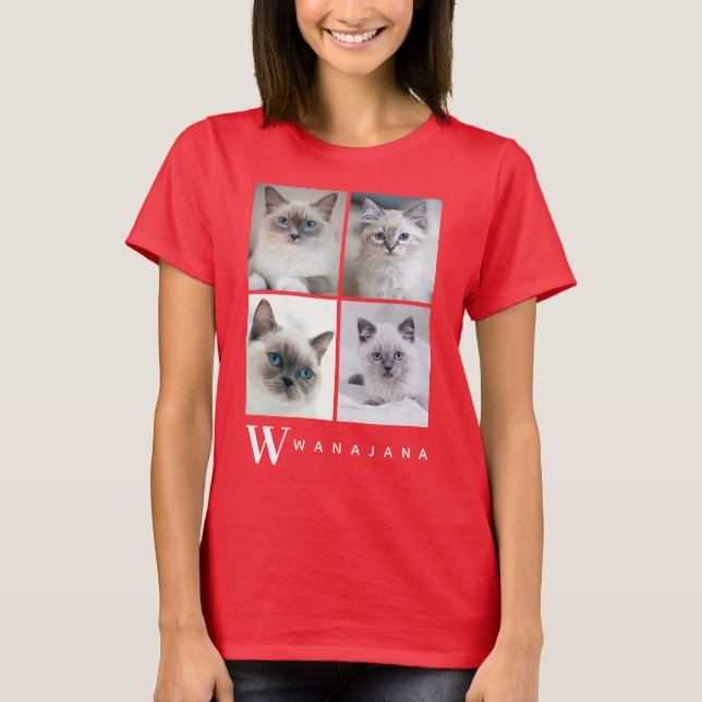 College Pet Photo Monogram: Women's Minimal Custom T-Shirt (Front)