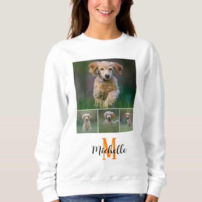 College Photo Monogram Script Name Womens Custom   Sweatshirt (Front)