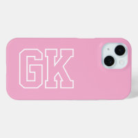 College Pink White Varsity Monogram Initials