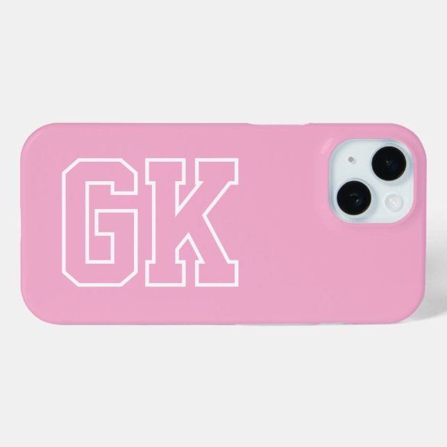 College Pink White Varsity Monogram Initials Case-Mate iPhone Case (Back (Horizontal))
