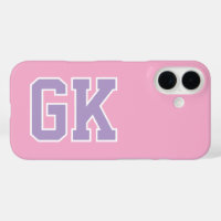 College Purple Pink Varsity Monogram Initials
