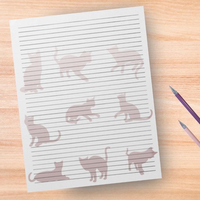 College Ruled 8/5 x 11 Rose Gold Cat Silhouettes Notepad (Creator Uploaded)
