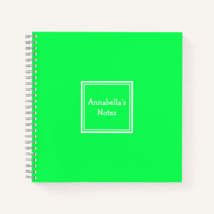 College Ruled Notebook   Neon Green   Personalised