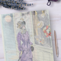 College Ruled Paper - Vintage Victorian Fashion
