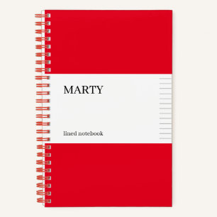 College Ruled Red Notebook with Monogram