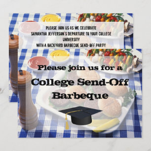 College Send-off BBQ Burgers on Table Personalised Invitation