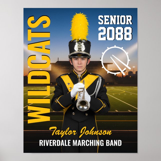 College Senior Marching Band Photo Sports Poster (Front)