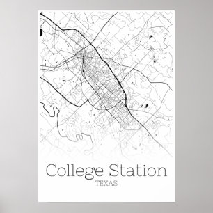 College Station Map - Texas - City Map Poster