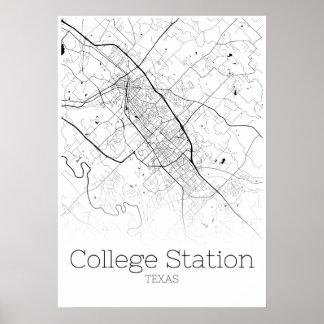 College Station Map - Texas - City Map Poster