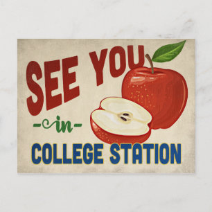 College Station Texas Apple - Vintage Travel Postcard