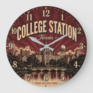 College Station Texas Historic College Town Large Clock