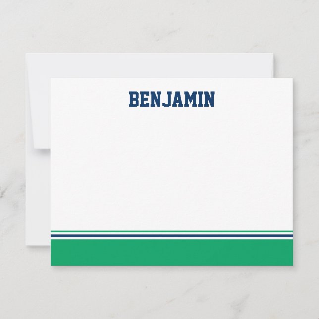 College Stripe Bar Mitzvah Thank You Card (Front)