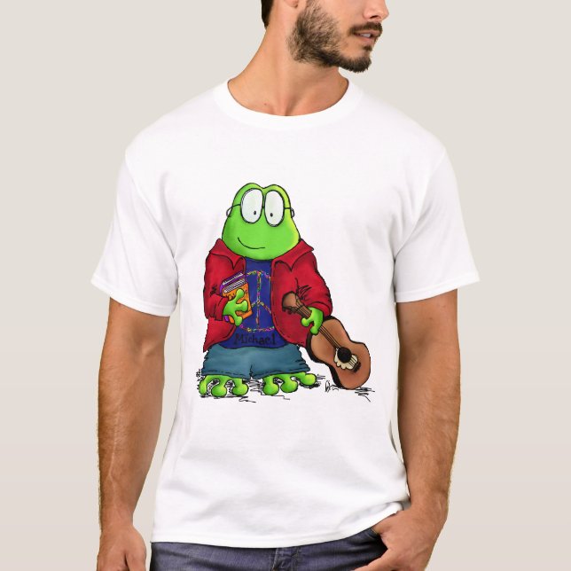 College Student Frog Michael (Personalised) T-Shirt (Front)