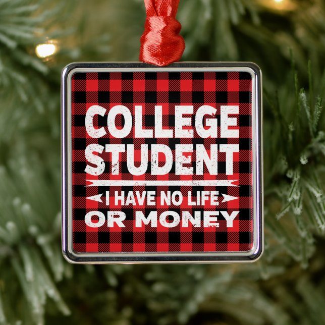 College Student Majors Xmas Red Plaid Metal Tree Decoration (Tree)