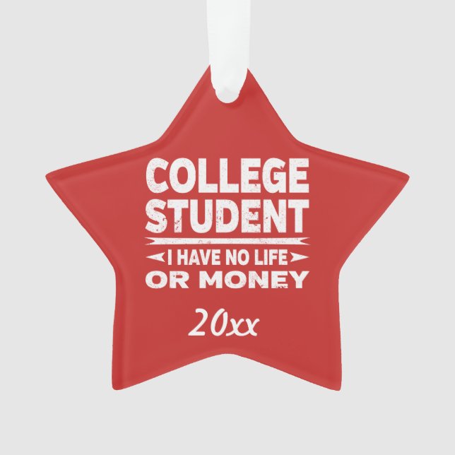 College Student No Life or Money Ornament (Front)