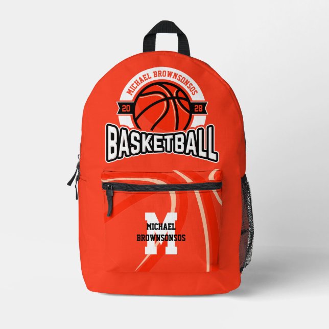 College Team Player Basketball Printed Backpack (Front)