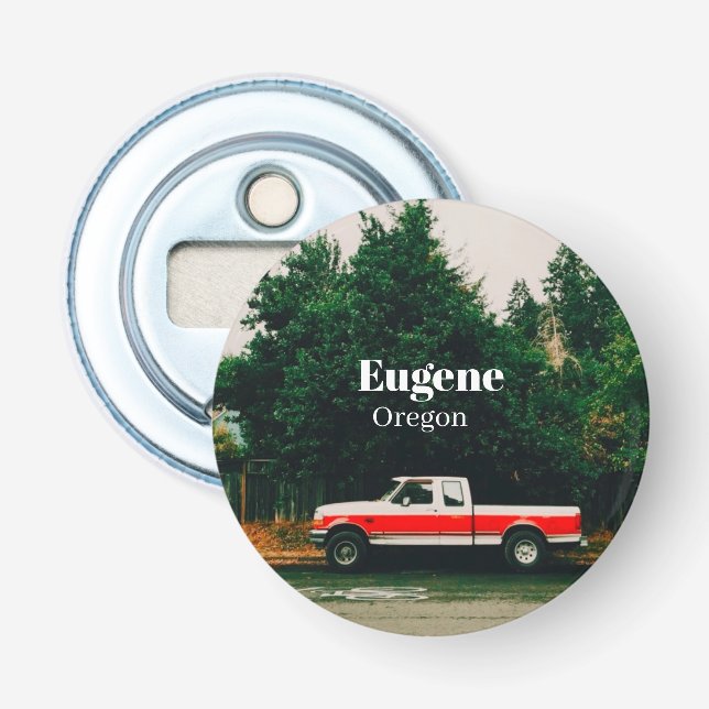 College town of Eugene - Oregon Bottle Opener (Front)