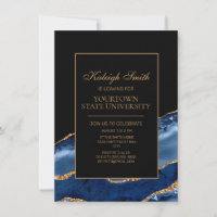 College Trunk Party Elegant Navy Blue Black Marble